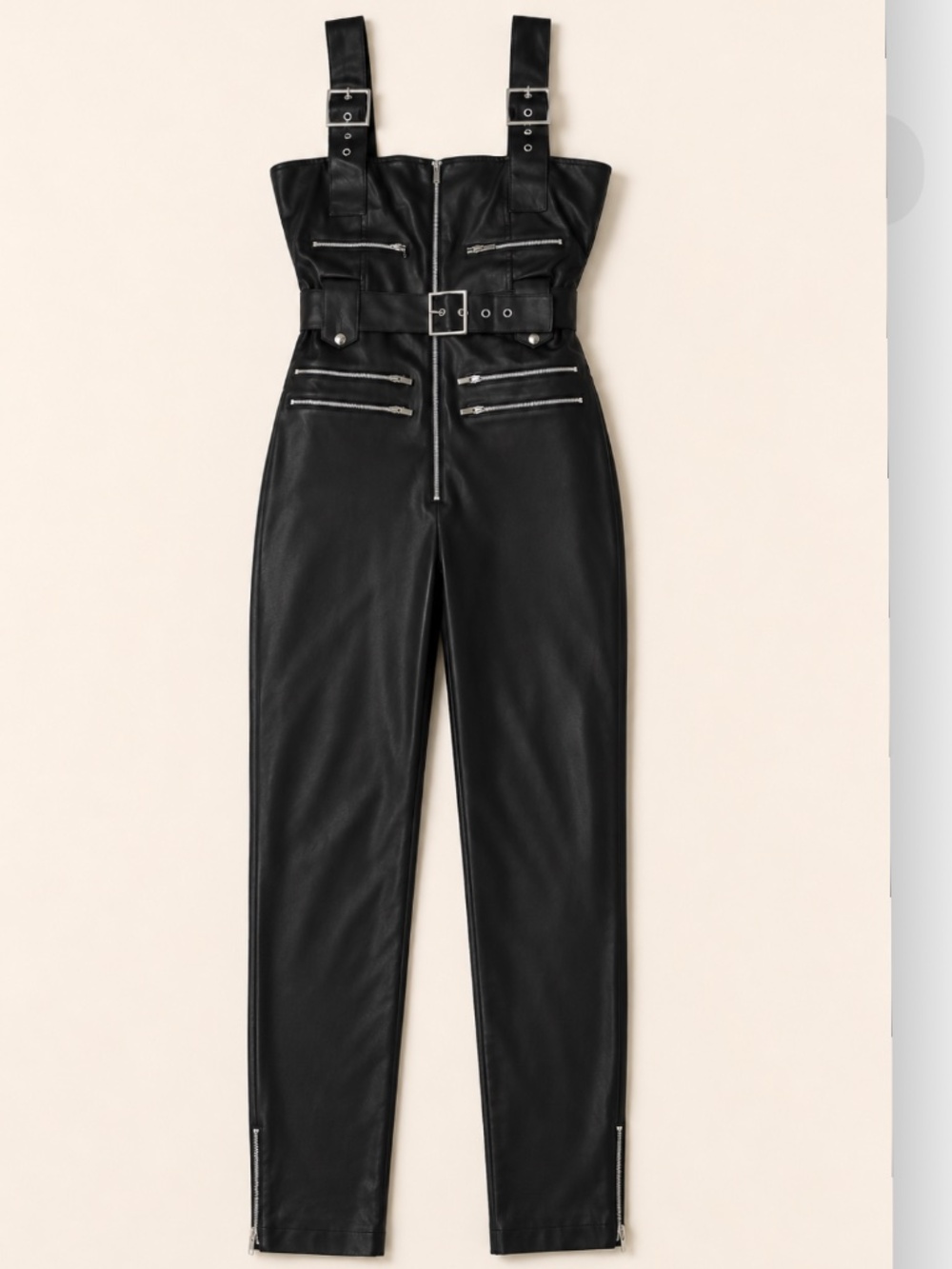 WeWoreWhat Faux Leather Buckle Jumpsuit | Size S | Excellent Condition